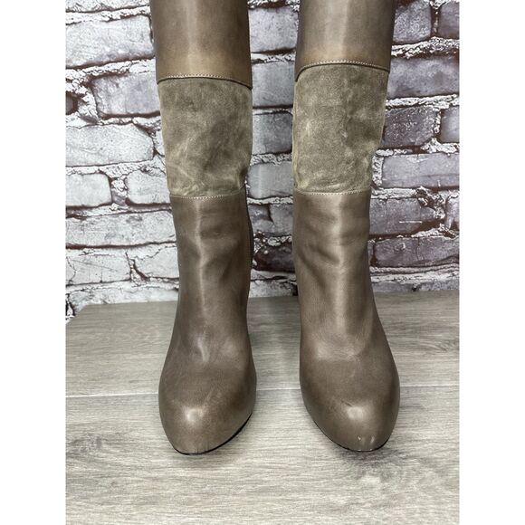 Loeffler Randall Grey Leather Suede Tall Riding Heel Boots Women Sz 8.5B US/39EU - Picture 4 of 16